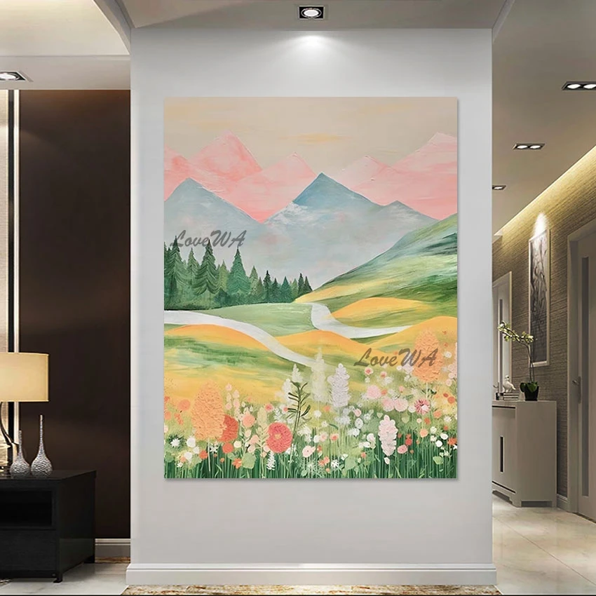 

Abstract Frameless Mountain Landscape Art Picture Canvas Decor, Impressionist Still Life Modern Acrylic Paintings Flowers Wall