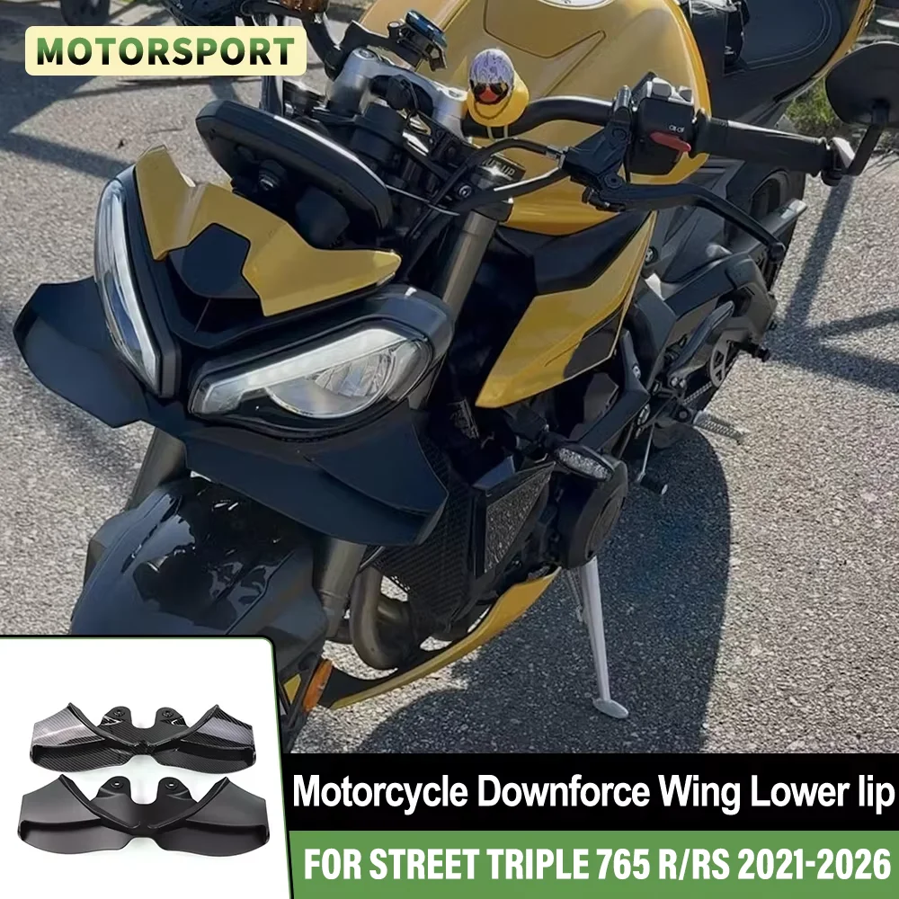 Motorrad-Frontspoiler-Kit für Street Triple 765RS 765 R RS 2021-2026 Downforce Lower Lip Naked Frontal Spoilers Winglet Wing