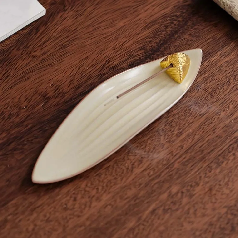 Boat Shape Zongzi Incense Holder Mini Ceramic Incense Stick Burner Zen Style Traditional Aromatherapy