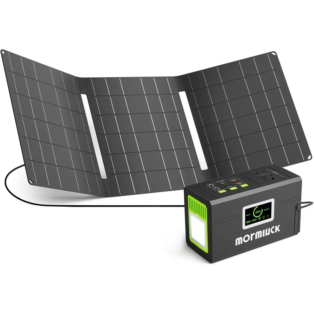 

r Generator, 127W(Peak 200W) 88.8Wh Portable Power Station with 30W r Panel, 110V Lithium Battery Pack with Ac Outlet, Soalr Pow