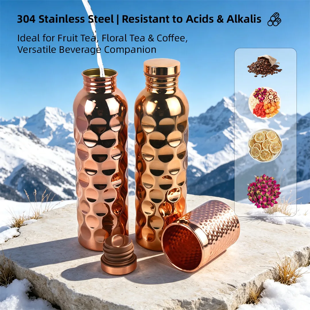 Vintage Copper Water Bottle   1000ml Outdoor Drinking Cup Gift Practical Daily Necessities