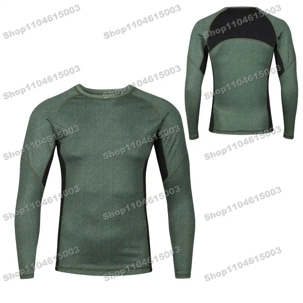 15th Newly Summer WWF Wrestling Rash Guards Surfing Jersey Beach Shirts Swimwear Diving Gym MMA BJJ Men Jiu Jitsu Fitness Sets