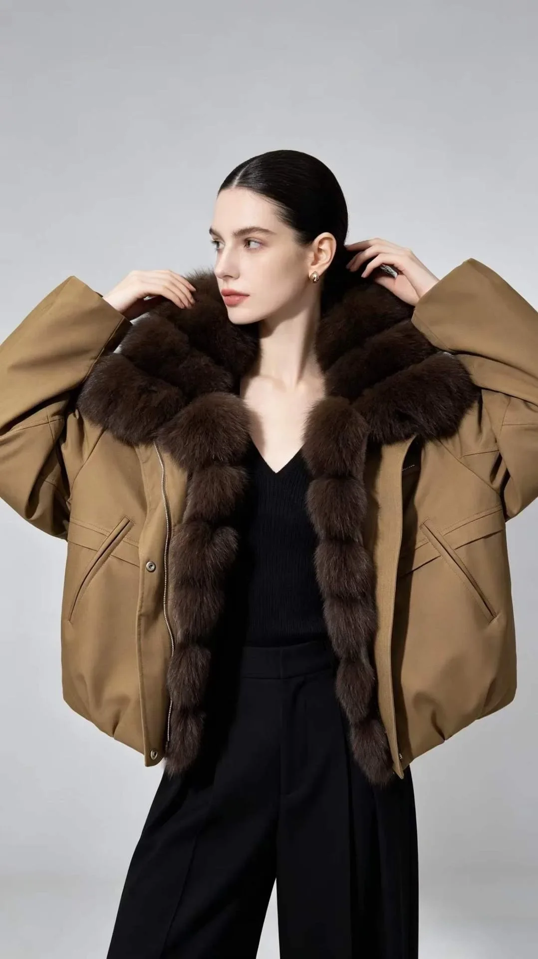 OFTBUY Big Fox Fur Spliced Parkas Winter Warm Thick Women's Coat Loose Duck Down Clothes Women Short Jacket with Fur for Women
