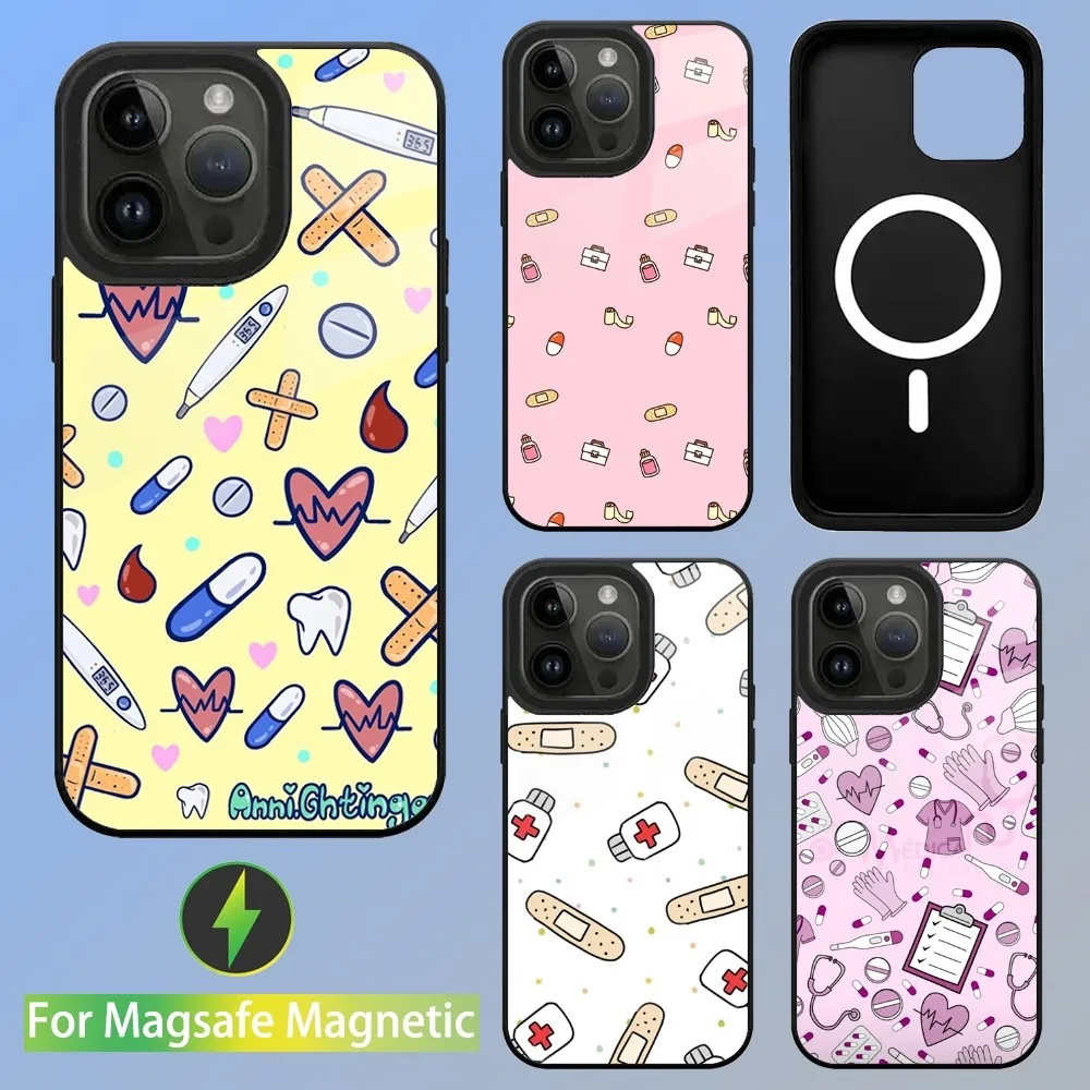 

Cartoon Medicine Doctor Nurse Phone Case For iPhone 15,14,13,12,11,Plus,Pro,Max Mini Magsafe Magnetic Wireless Charging