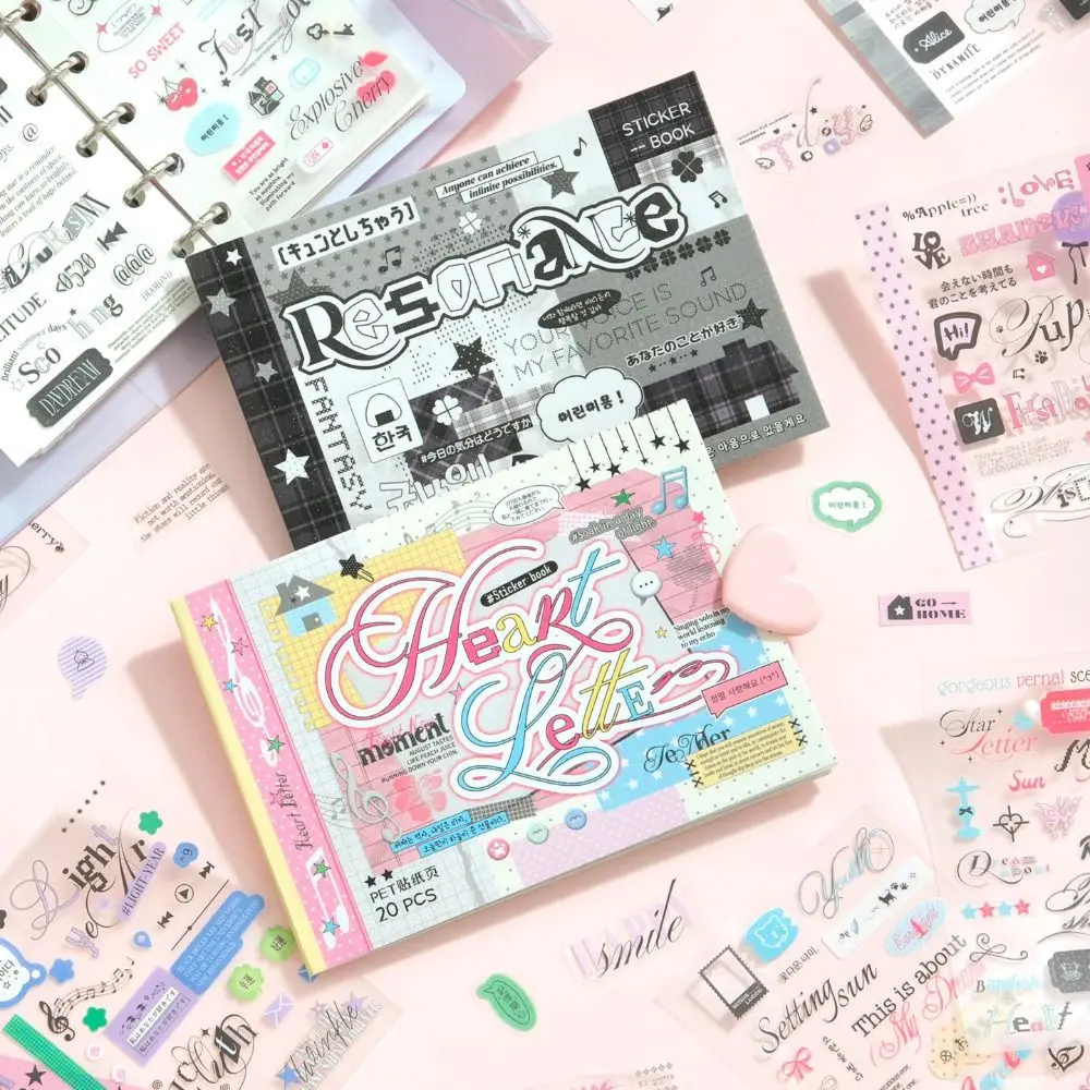 New 20 Pages Y2K Stickers Book Cartoon DIY Scrapbooking Stickers Cute Design Removable Journal Stickers