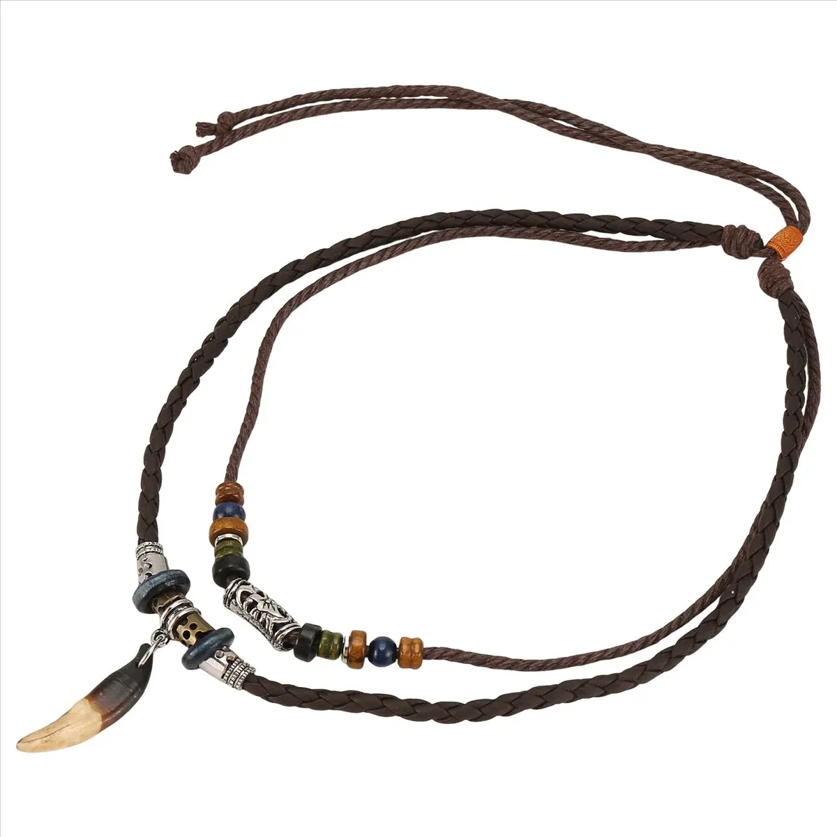 *Various Leather Tribal Necklace for Women and Men Vintage Bohemian Style Ethnic Beads Choker Braided Adjustable Double Layers