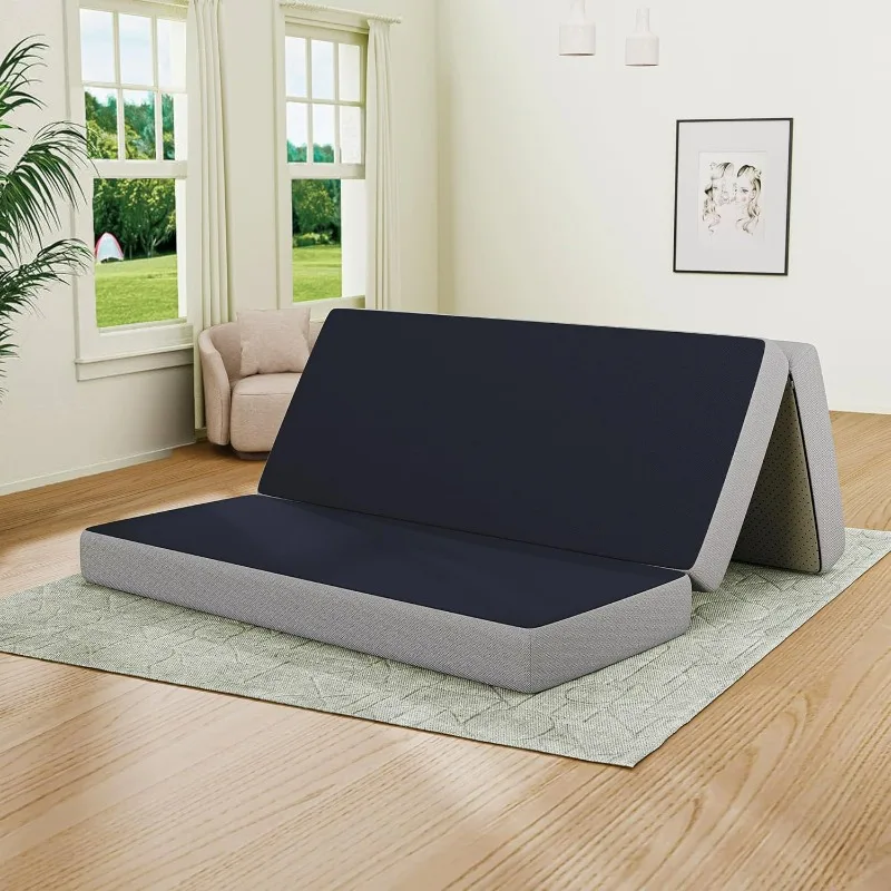 

4 Inch Trifold Mattress,Twin Size Memory Foam Mattress, Folding Floor Bed Mattress Futon Mattress Portable Camping Mattress