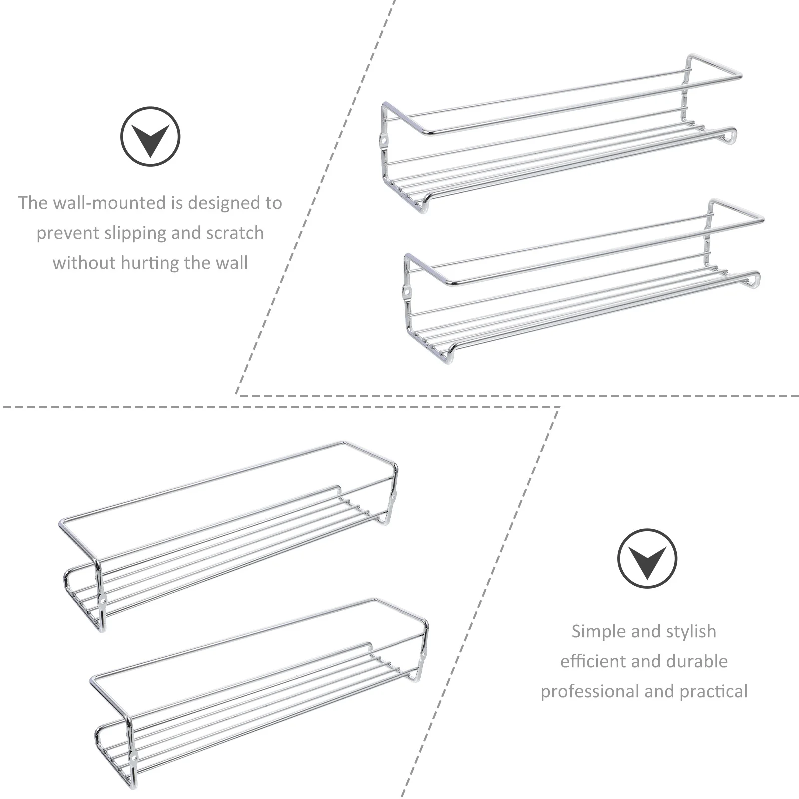 

2Sets Wall-Mounted Kitchen Spice Rack Non-Rust Condiment Organizer Hanging Storage Shelf for Cabinet Door Space-Saving