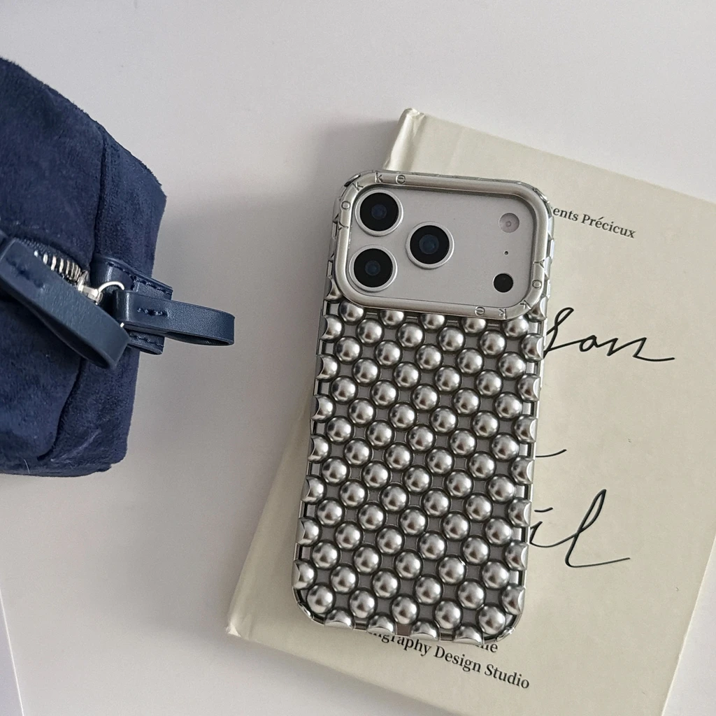 Kreative, fortschrittliche, stereoskopische, ausgehöhlte, runde Perlen, stoßfeste Handyhülle für iPhone 17, 16, 15, 14, 13, Pro Max – Detail 9