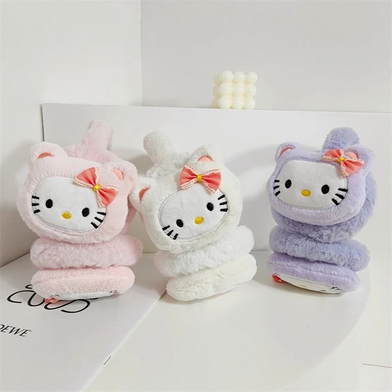 Sanrio Hello Kitty Earmuffs Cute Cartoon Autumn And Winter Warm Windproof Anti-Freeze Plush Ear Protection Warm Earmuffs Gifts