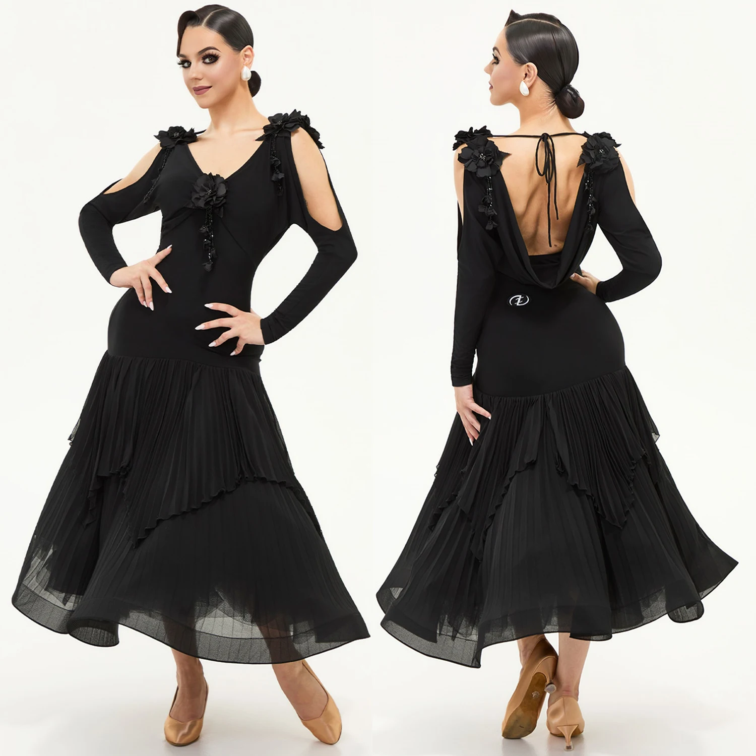 

2026 Waltz Dance Competition Clothing Ballroom Dance Dress Women Prom Party Black Dresses Social Dance Performance Dress BL17113