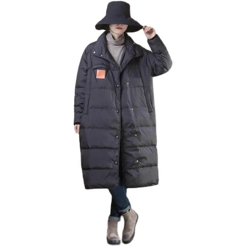 Winter New Women's Down Jacket Loose Commuting Windproof Standing Collar Oversized Down Jacket