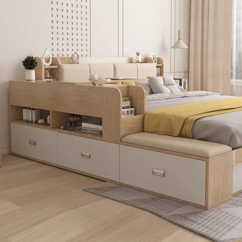 Bedside cabinet tatami bed 1.8 meters double  master bedroom high box  board multi-function