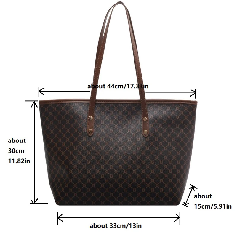 New minimalist and large capacity PU vintage women\'s bag, casual commuting tote bag, one shoulder portable shoulder bag