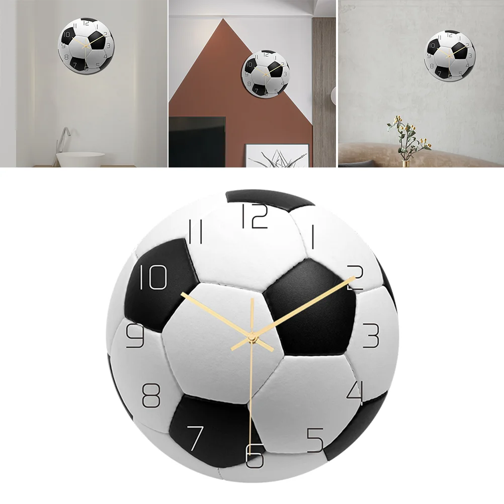 

Wall Soccer Clock Football Kids Alarm Clock Sport Soccer Ball Print Round Acrylic Kids Alarm Clock Silent Non Ticking Painting