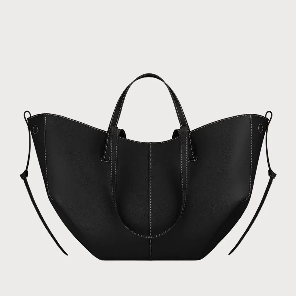 

Women's large capacity leather hand-held wing bag, pleated underarm tote bag, casual and fashionable one shoulder underarm bag