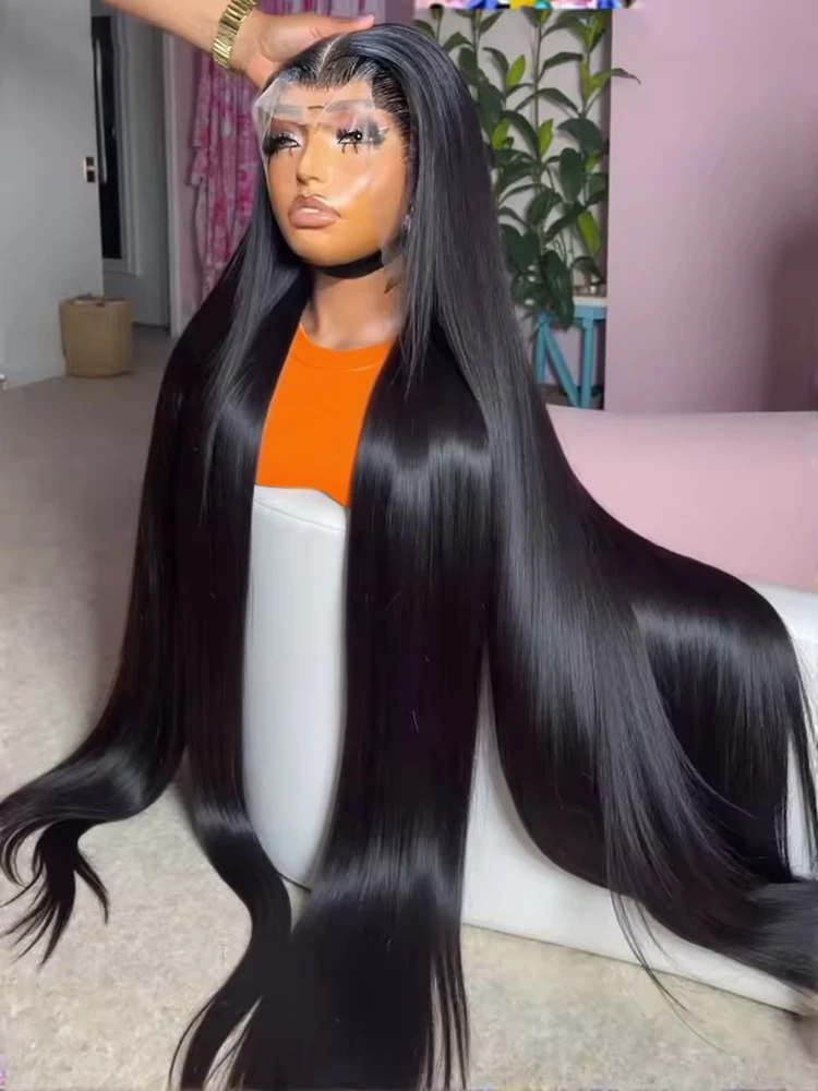 

Парик из натуральных бразильских волос с прямой текстурой, 300% высокой плотности, 13x6 HD, с прозрачной кружевной передней частью, предварительно прорезанный, для чернокожих женщин