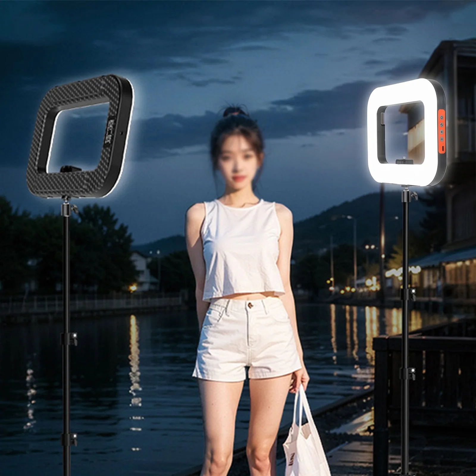 Smartphone Video Rig Lamp Multi-Purpose Charging Photography Light Adjustable Bicolor Photography Fill Lamp for Live Broadcast