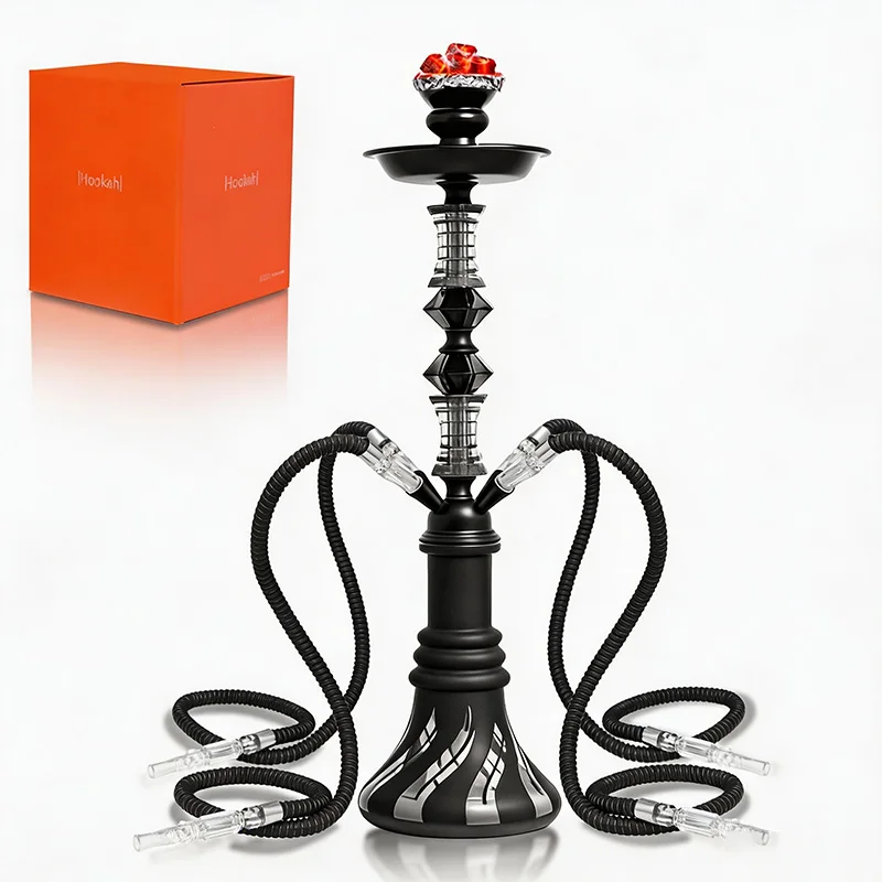 4 Hose Hookah Shisha Complete Set Diamond Stem Painted Glass Base Narguile Chicha With All Accessories For Party Bar Home