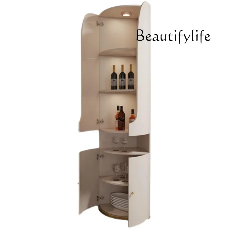 

Light luxury corner wine cabinet rack living room modern simple triangular corner solid wood corner storage locker