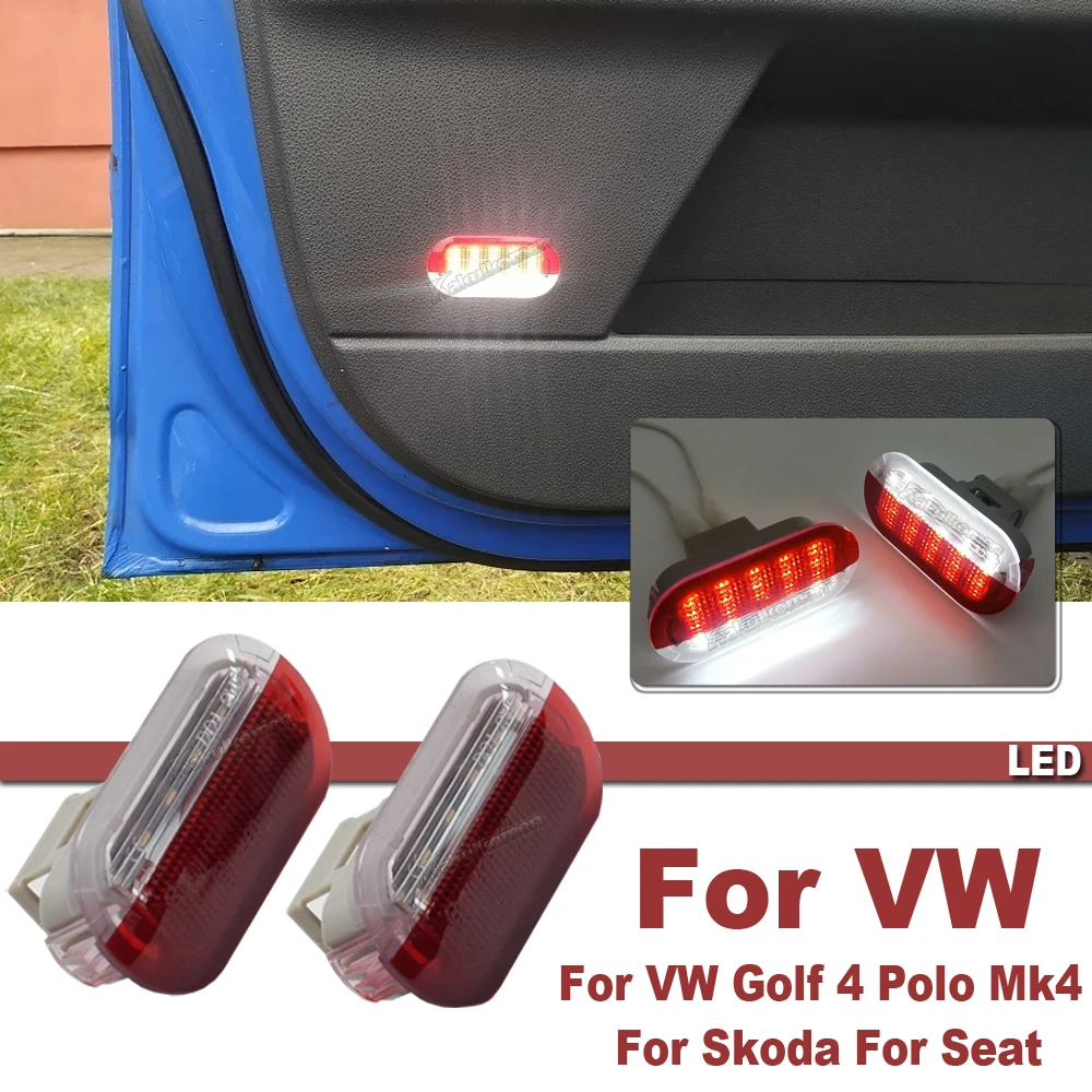 2pcs Led Door Courtesy Lights Under Warning Lamps For VW Golf 4 Polo Mk4 Bora 6R 1J0 949 105a 1j0949105a 1j0947413 1J0 947 413