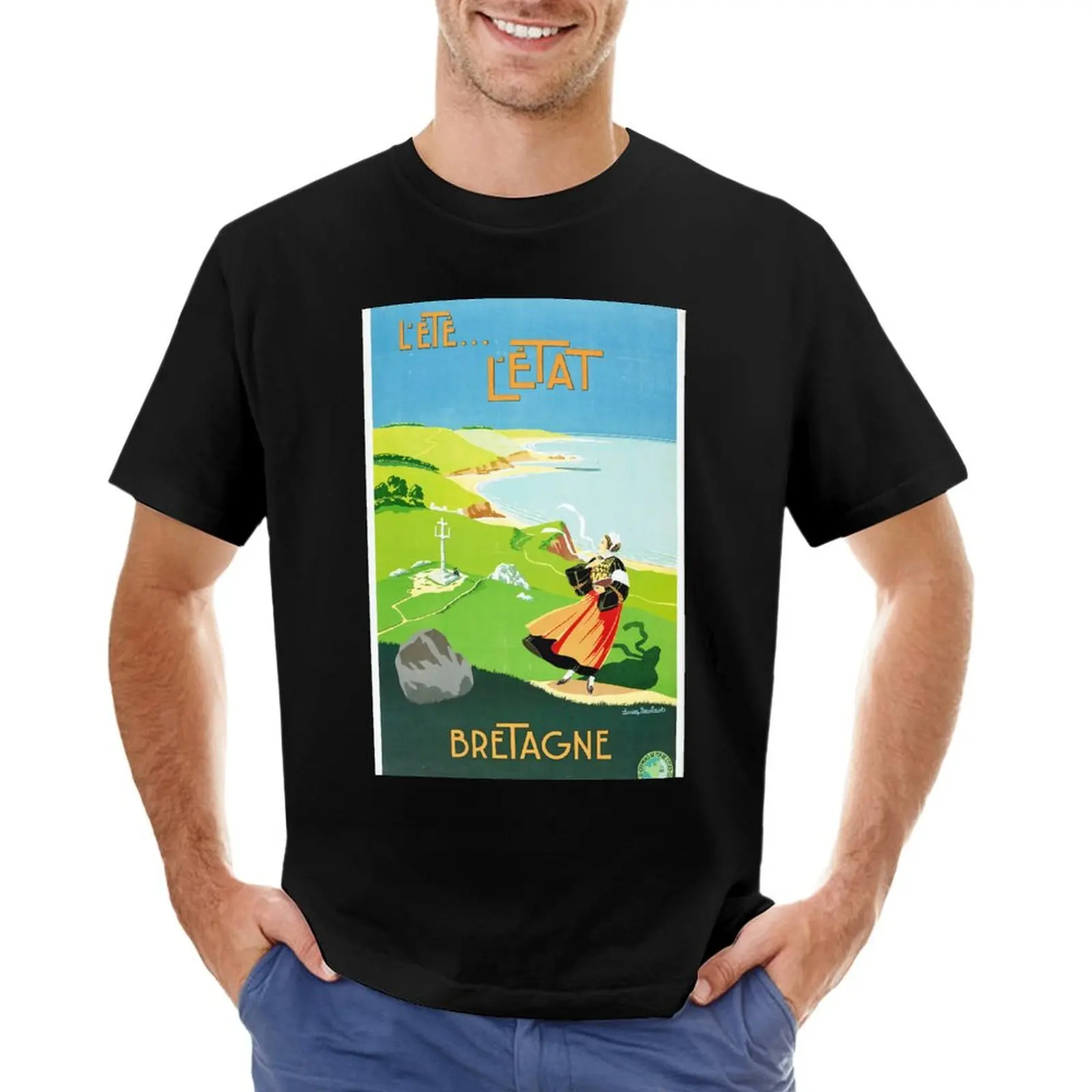 

Vintage french poster - Bretagne T-Shirt sweat anime figures oversized t shirts for men