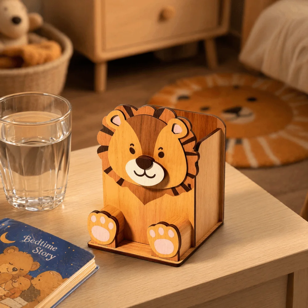 Hand Carved Animal Glasses Holder Wooden Material Multi-Functional Spectacle Stand 3D Design Cartoon Shape Pen Holder Rack