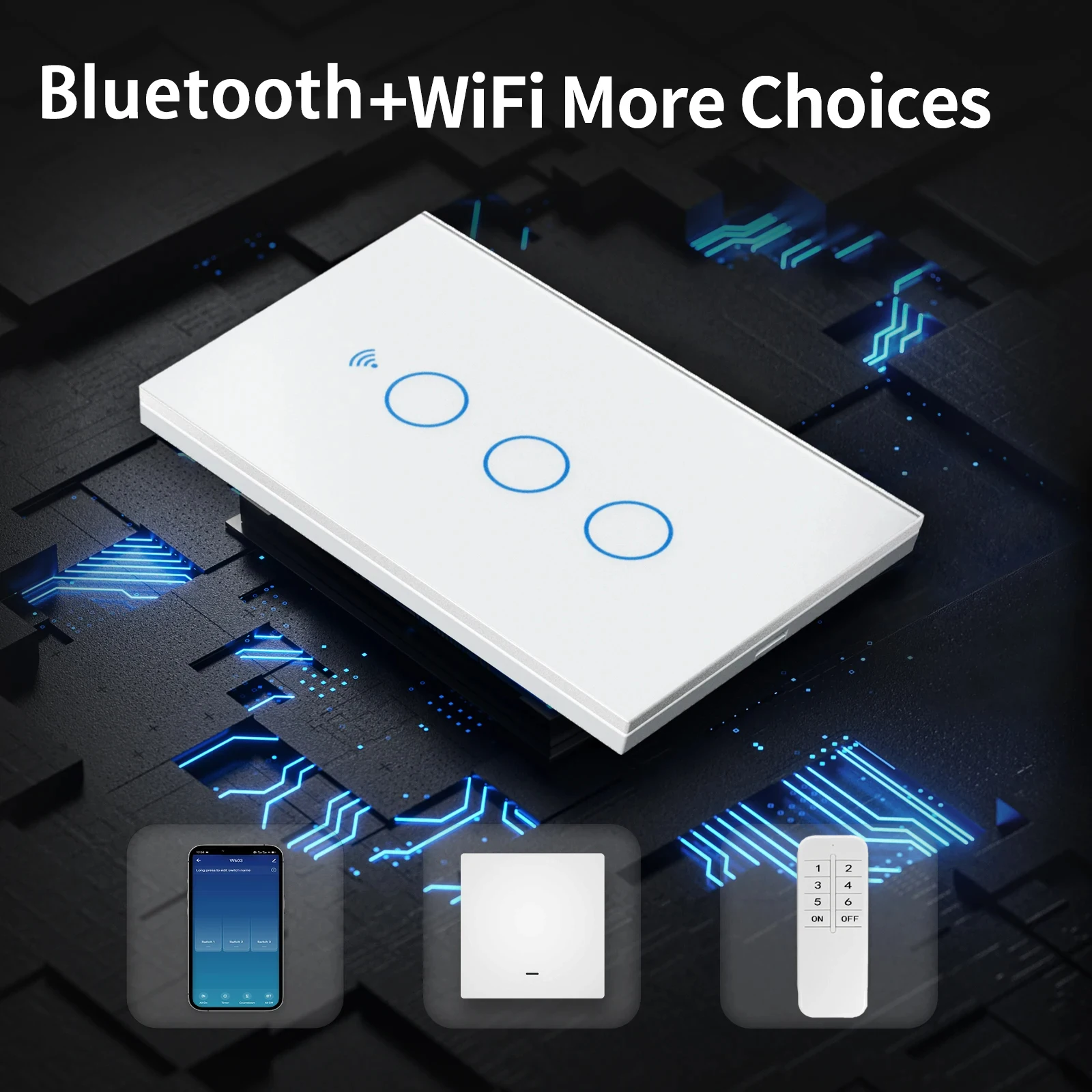 EWelink App Wifi مفتاح ذكي بلوتوث RF Alexa Google التحكم الصوتي سلك محايد/لا يوجد سلك محايد تثبيت مفتاح إضاءة يعمل باللمس