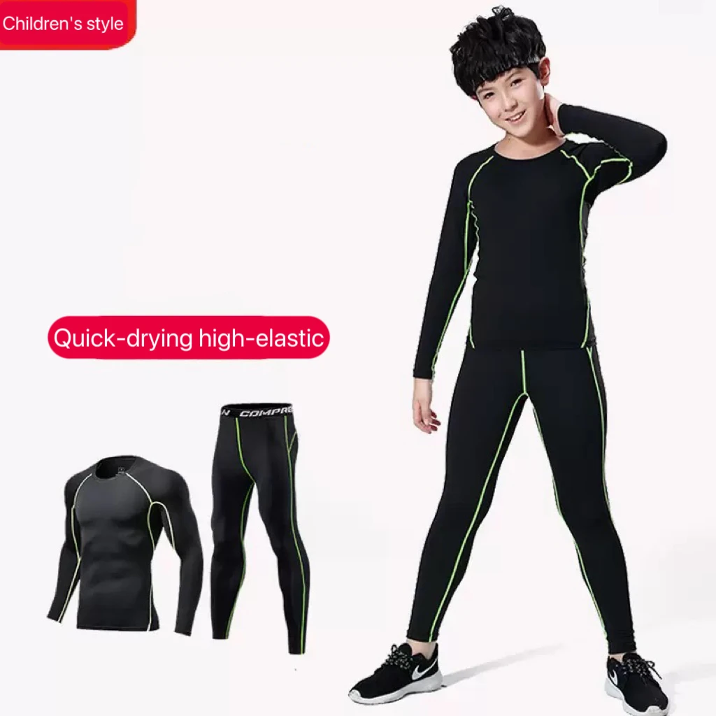 أطفال رياضة الجري مجموعة الصبي الركض كرة السلة الملابس الداخلية الرياضية رداء ضيق للجيم تنفس كرة القدم رياضية التدريب الملابس #4