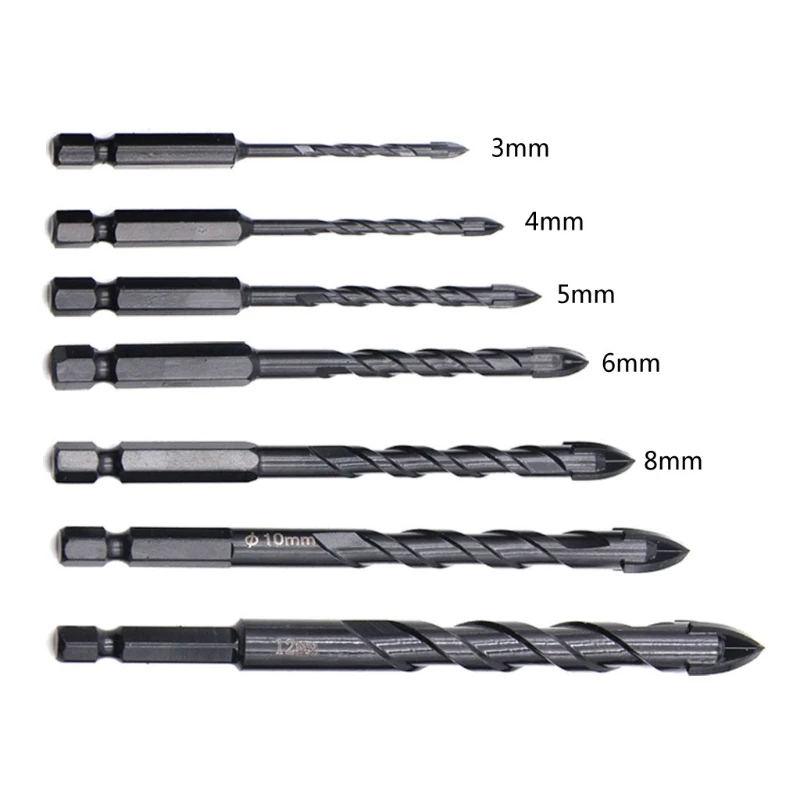 Praktisch für Kreuz-Sechskant-Fliesenbohrer 3/4/5/6/8/10/12 mm für Dreiecksbohrer Hartlegierungs-Lochöffner für