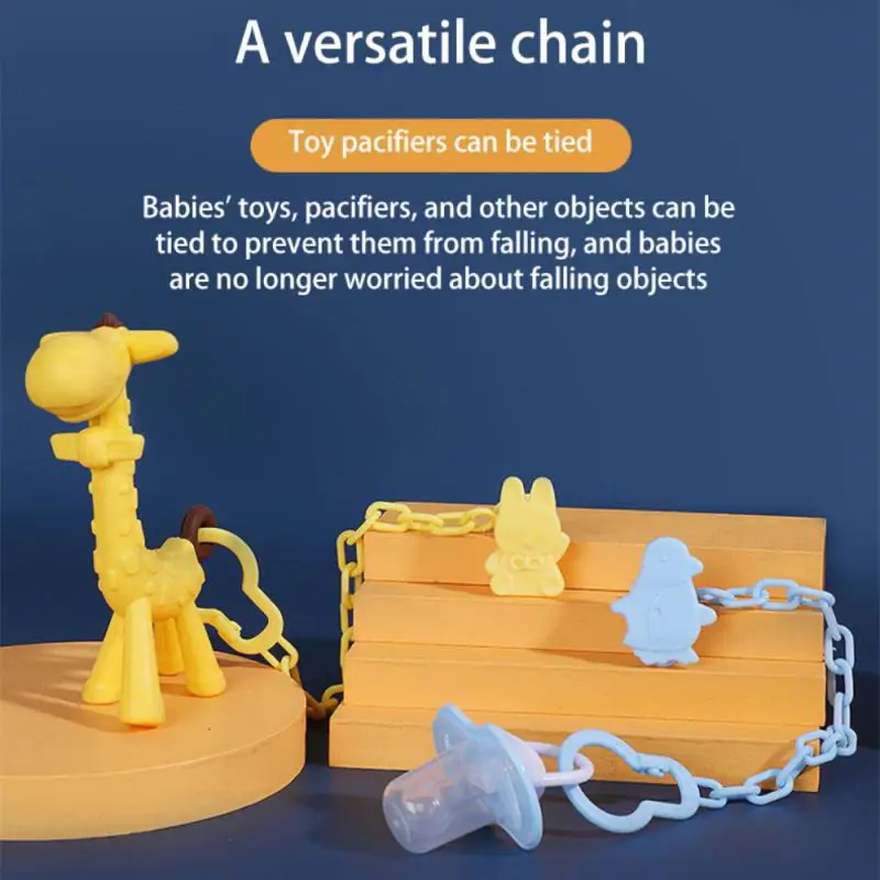 Chewing Toys Baby Chewing Pacifier Clip Cartoon Wooden Bracket Silicone Bead Pacifier Chain Pacifier Clip Chain Beech Wood Chain