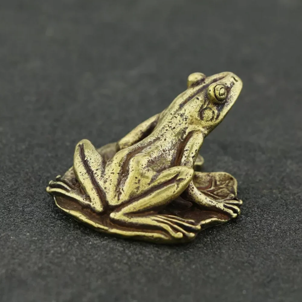 Brass Vintage Frog Figurine Statue Animal Figurines Toy Desktop Decoration Gift/