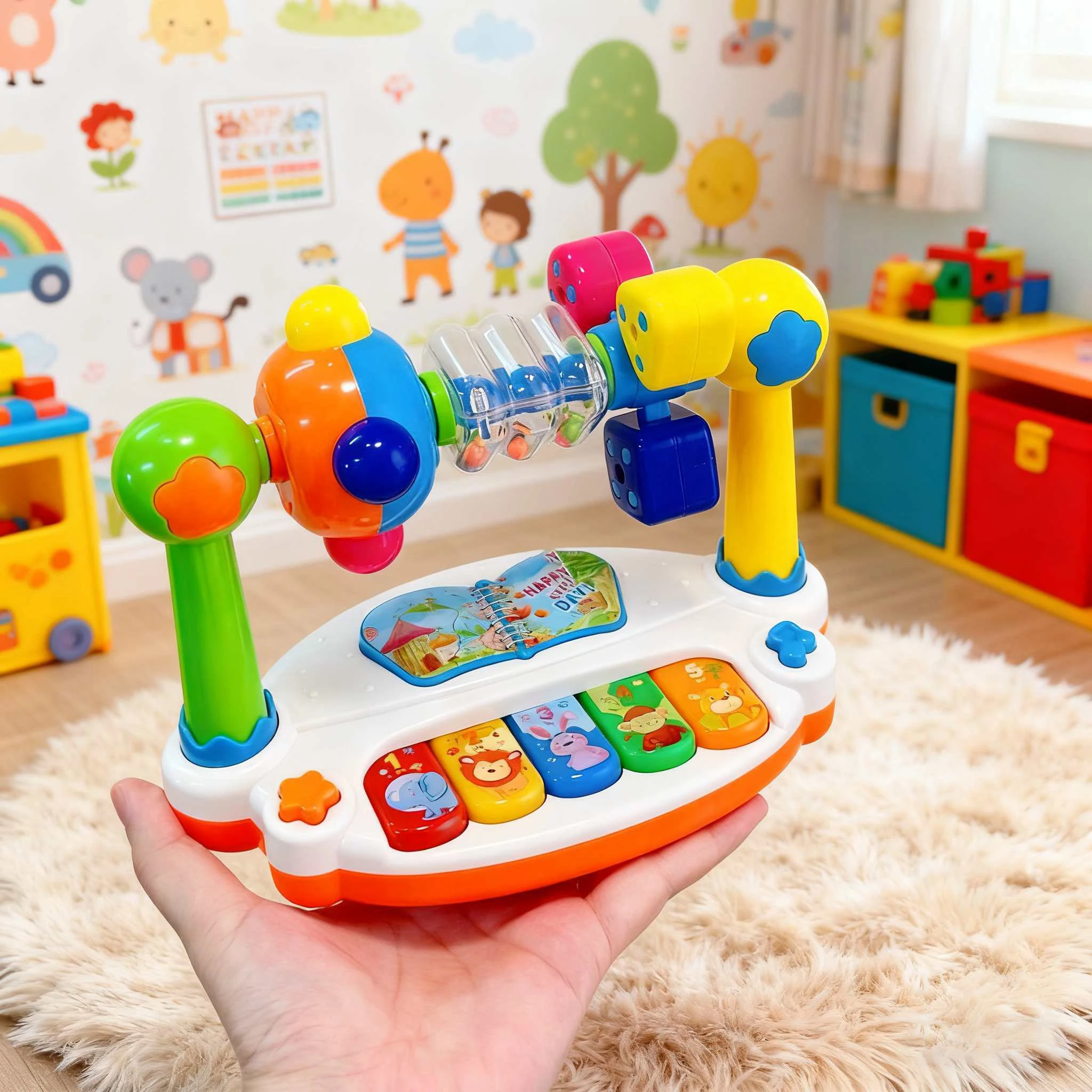 Juguetes de Piano para bebés, teclado de Piano musical para niños con sonido ligero, juguetes musicales de animales de dibujos animados para niños pequeños, juguetes educativos para edades tempranas, regalos