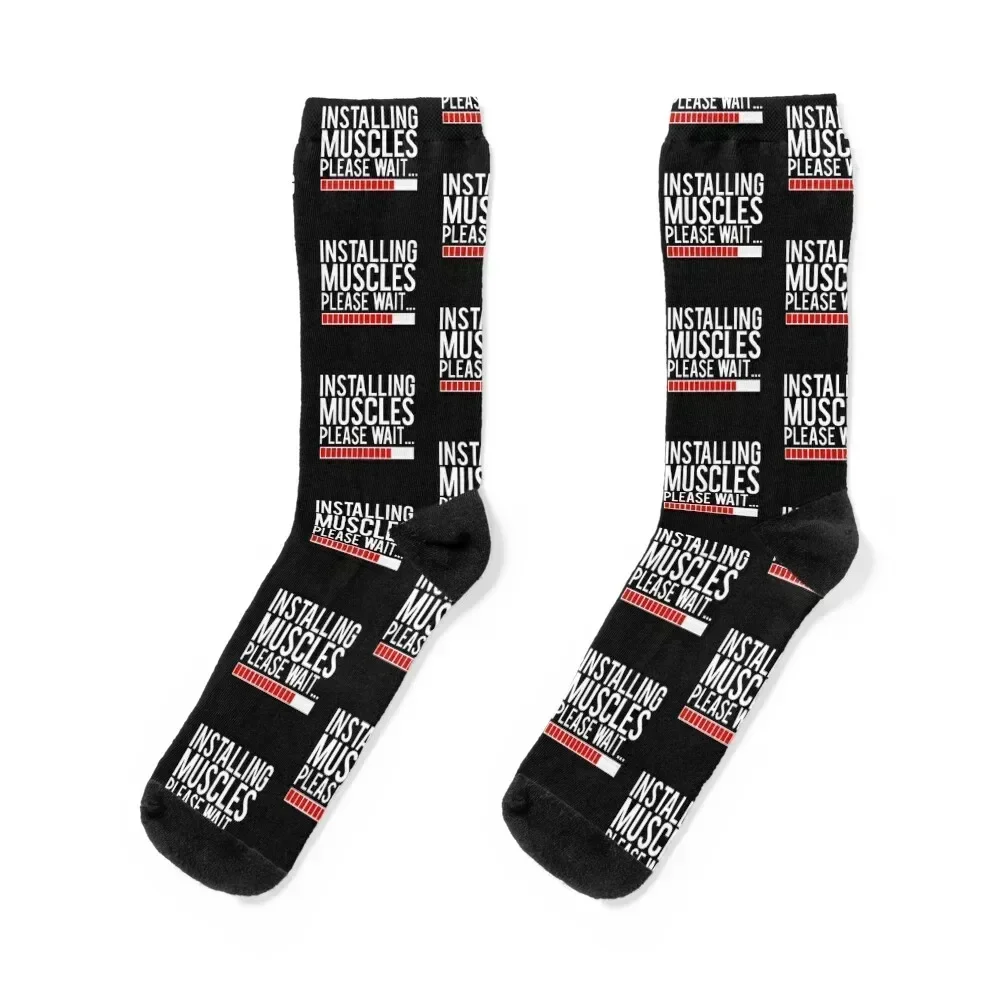 

Installing Muscles Please Wait Socks retro Crossfit Stockings man christmass gift Woman Socks Men's