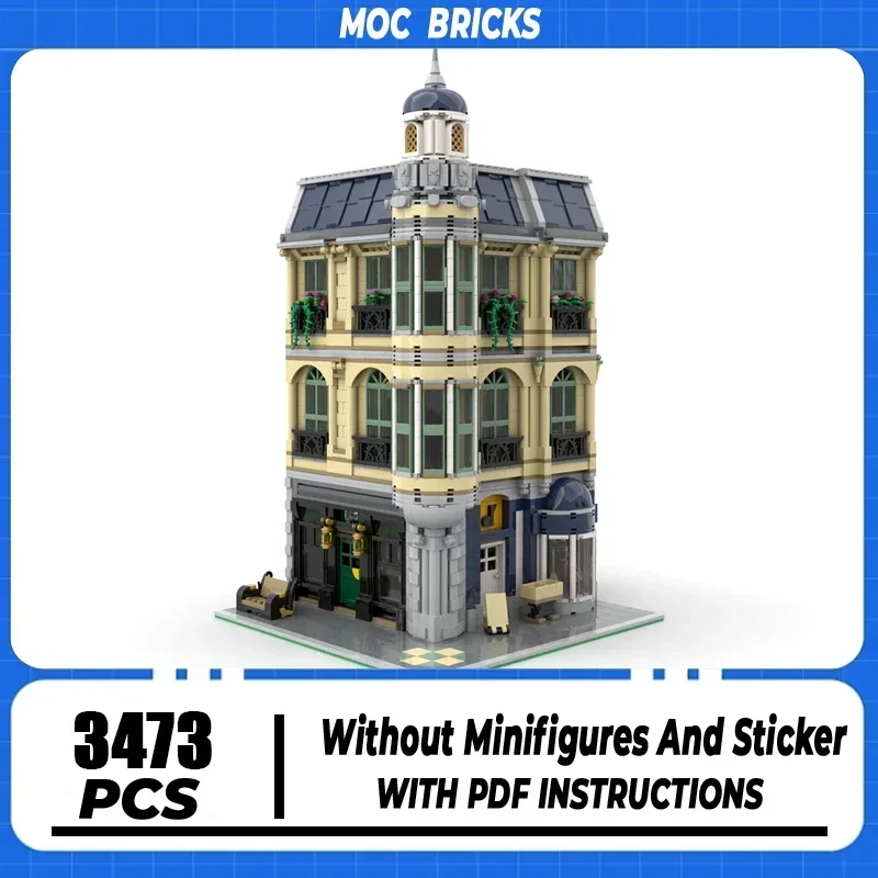 

Moc Building Block Модель музыкального магазина Технология Кирпич DIY Сборка Модульная городская игрушка с видом на улицу для