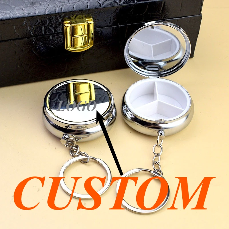 

1pcCustom Keychain Personalized Exquisite Metal Three-Compartment Storage Box Customized Key Ring Car Accessories Gift Wholesale