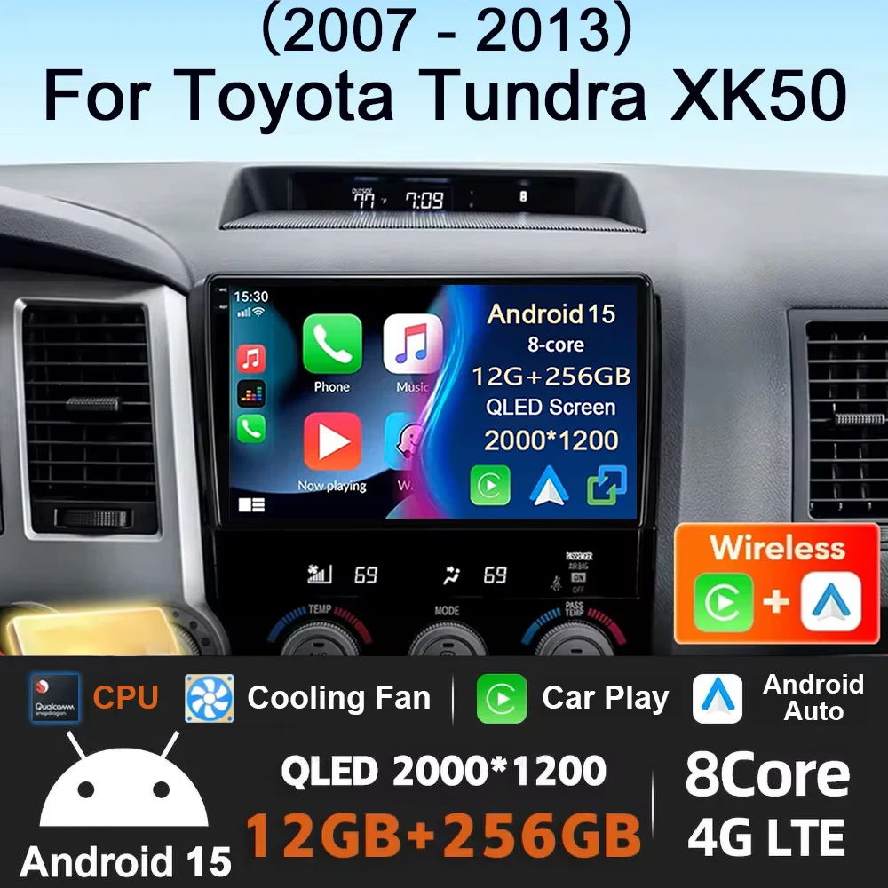 

Android 15 For Toyota Tundra XK50 2007 - 2013 Sequoia XK60 2008 - 2017 Car Radio Multimedia Video Player Navigation Screen Auto