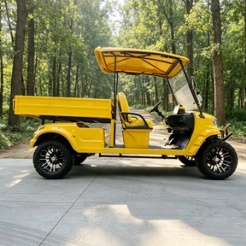 Long Durability 72V Golf Cart Electric Golf Buggy Electric Golf Cart For Hotel With 14-Inch Off-Road Tires Rear Cargo Box Bumper