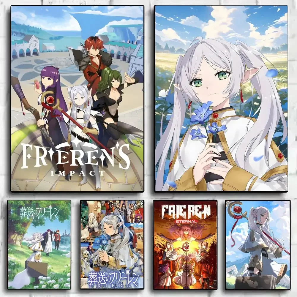 Anime F-FriERen Poster Self Adhesive Wall Stickers Removable Room Decor Aesthetic Space Murals Fancy Gift