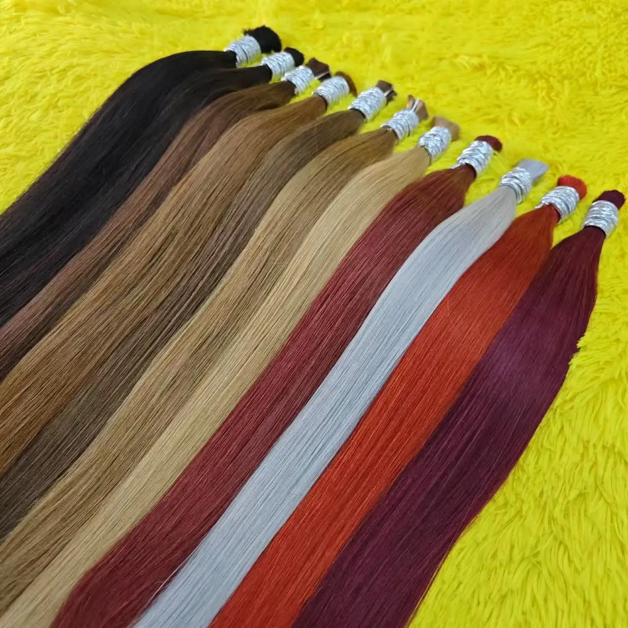レミー人毛バルクヘア 100% バージン人毛エクステ ナチュラルストレート 18インチ人毛バルクヘア 女性用 編み込み用 各種カラー