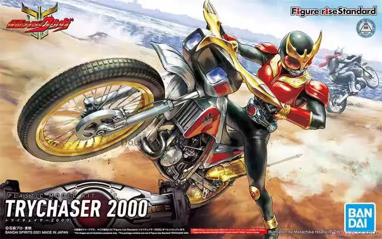 

В наличии Bandai, натуральная аниме-фигурка Kamen Rider Kuuga, мотоцикл TRYCHASER 2000, экшн-фигурка, игрушки, подарок, Коллекционная модель