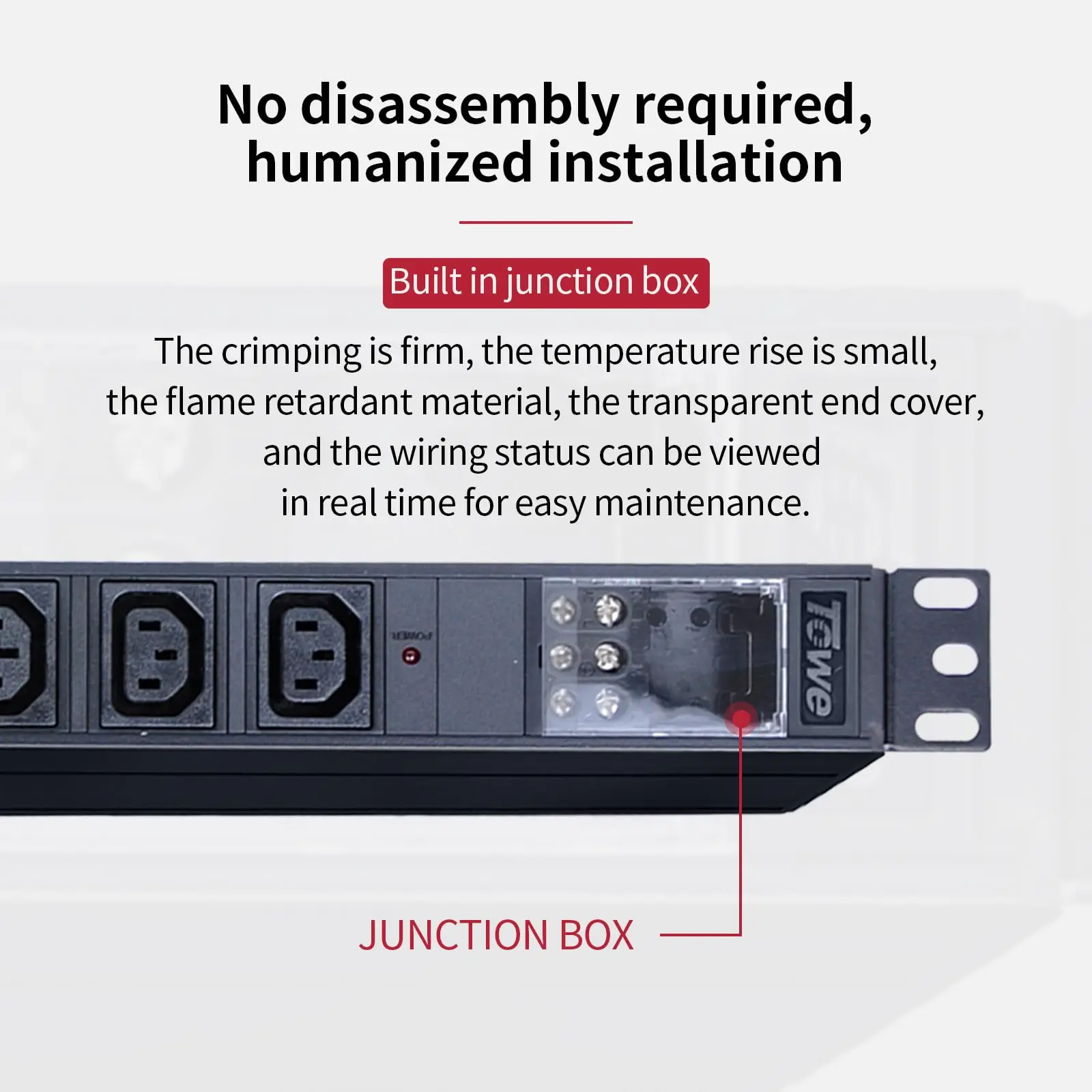 19 Inch Rack Mount PDU 7 Outlet IEC C19 32A 8000W Metal Power Distribution Unit with Terminal Block Input for Server Cabinet