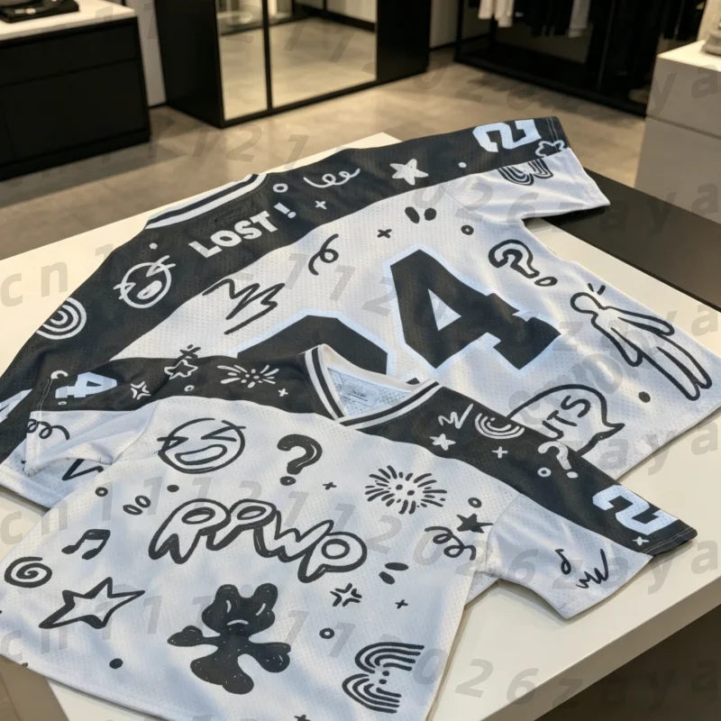 2026 Summer Fan Customized Black Graffiti - OST! _Street T-shirts Are Breathable and Comfortable Family Parent Child Clothing