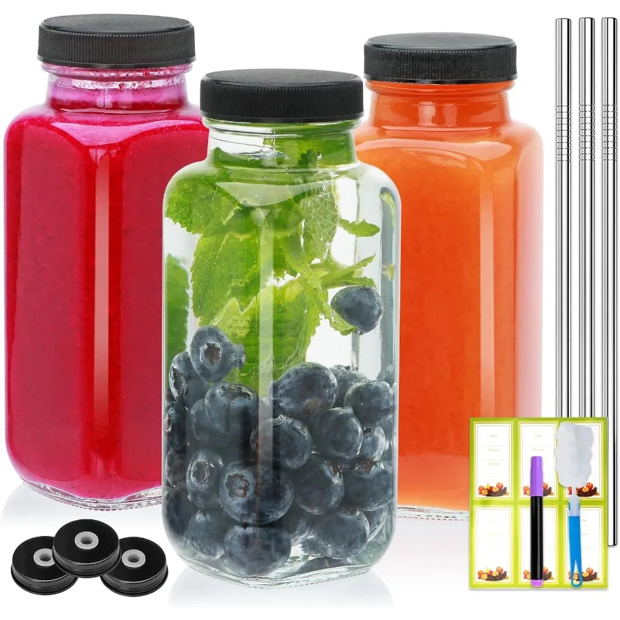 

Стеклянные бутылки на 8 унций с крышкой, бутылки для сока, женские стеклянные банки на 8 унций с стеклянными бутылками для воды с жидкостями. Комплект iludes из нержавеющей стали