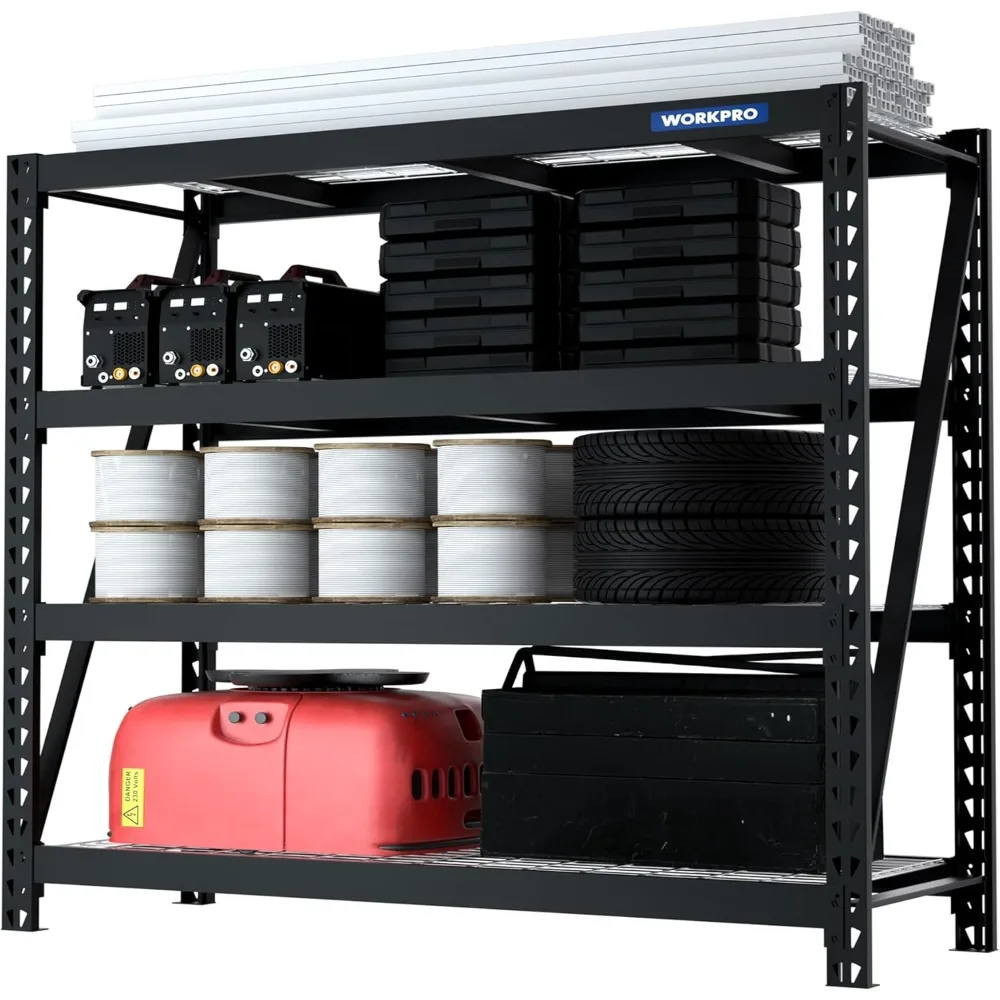 

68" Ultra Wide 4-Tier Metal Garage Shelving Unit, 68"W x 24"D x 65"H, 7200 LBS Capacity, Heavy Duty Storage Utility Rack