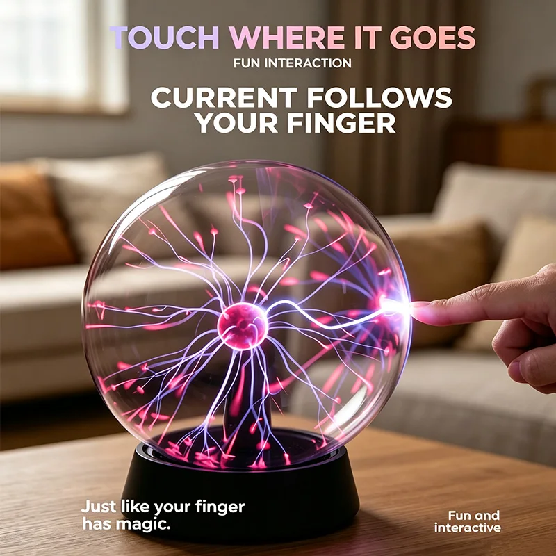 USB Magic Plasma Ball Touch Sensitive LED Night Light Atmosphere Lamp For Home Bedroom Party Decor
