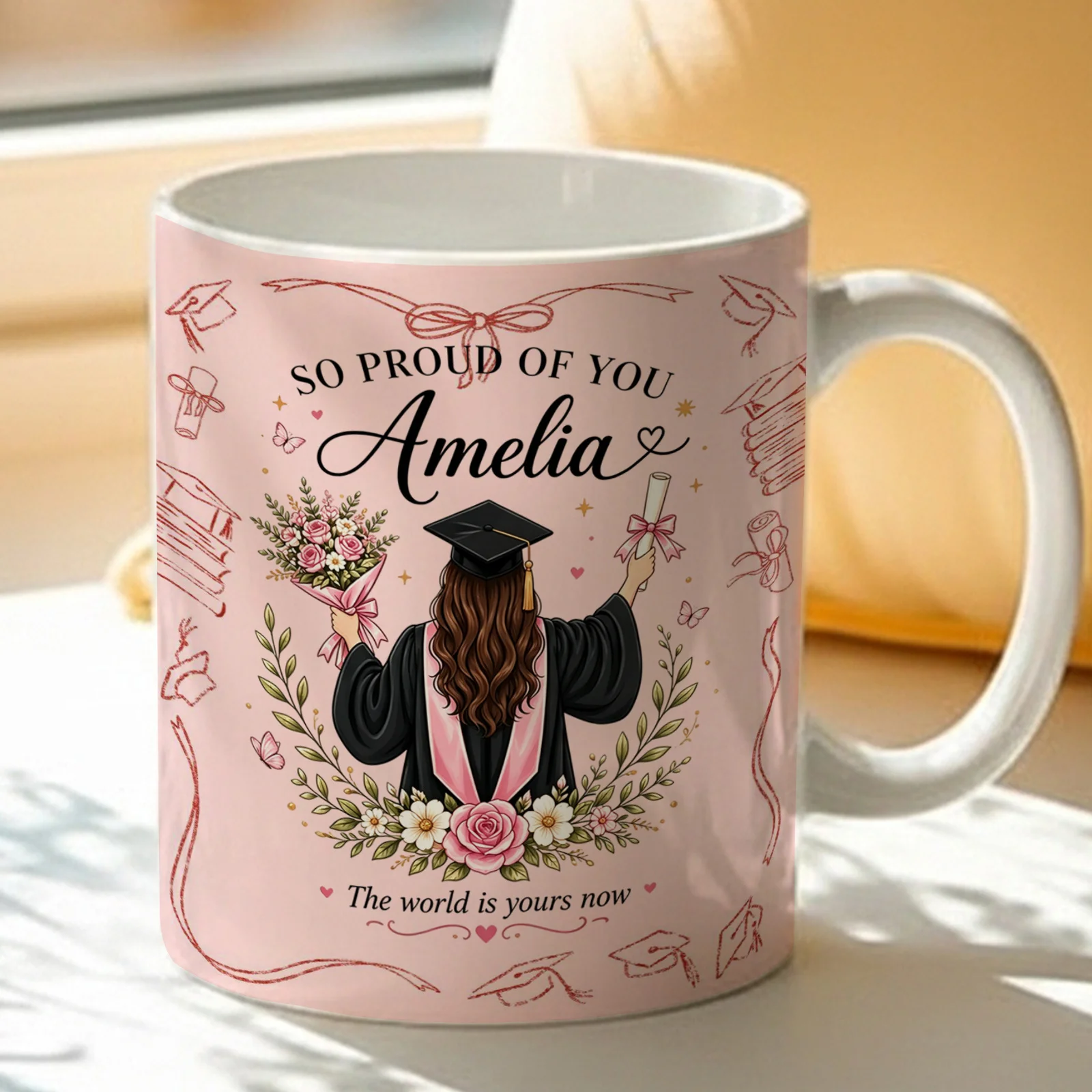 Custom Graduation Mug Personalized Name Text Ceramic Coffee Cup Gift for Graduate