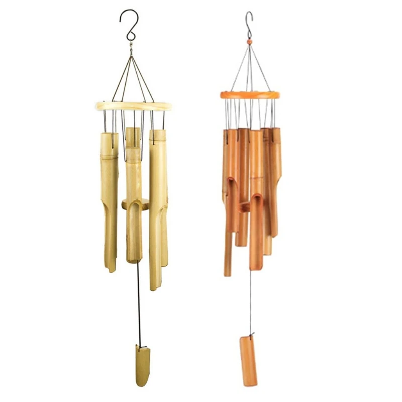 Natural Bamboo Tube Multi Tubes Wind Chimes for Outside Decoration Tuned Elegant Chimes Decor Soothing Deep Tones Decor