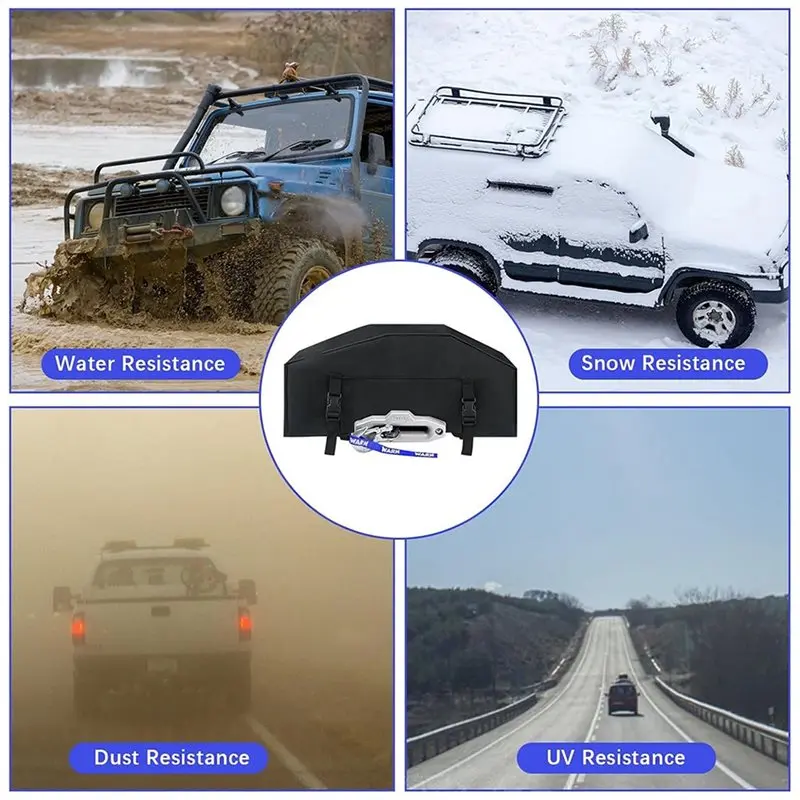 A11M-UV& Weather Resistant Heavy Duty Winch Cover For 9500-12000 Lbs, Secure Fit Counteract For Outdoor Use