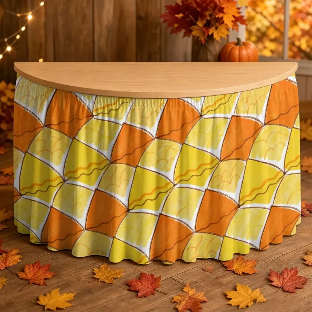 One-piece set. Autumn candy corn print table skirt - suitable for party supplies